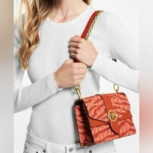 1493- MICHAEL KORS Greenwich Small Animal Print Logo Crossbody Bag NWT